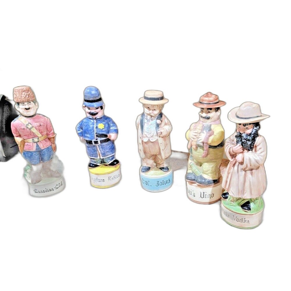 5 Vintage 1970s Alberta's Mold Hand Painted Ceramic Liquor Decanters w Lids - Picture 3 of 16
